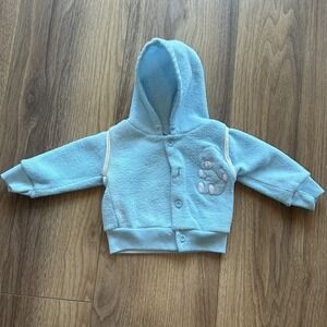 Vintage Baby Love Spun Terry Cloth Like Material Button Up Sweater Blue Bear 6M